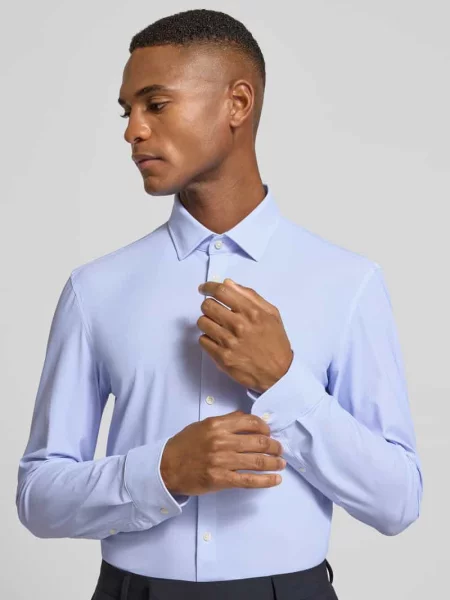 Koszula biznesowa o kroju super slim fit z kołnierzykiem typu kent Jake*s błękitna