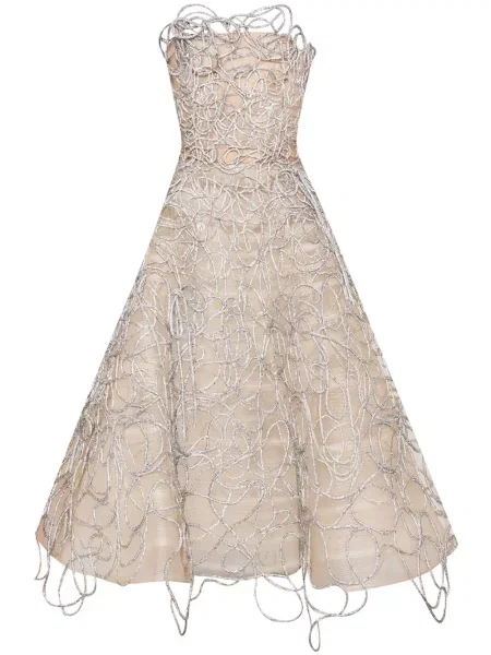 Rochie Oscar De La Renta cu broderie argintiu