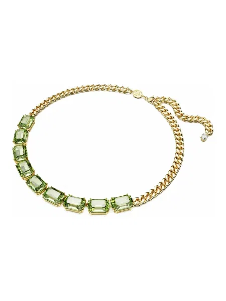 Lniany naszyjnik Swarovski zielony