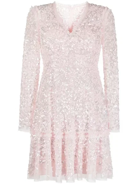 Rochie maxi Needle & Thread lungă de costum roz