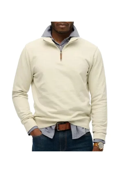 Klasyczny sweter z kołnierzem typu półgolf Superdry Essential biały