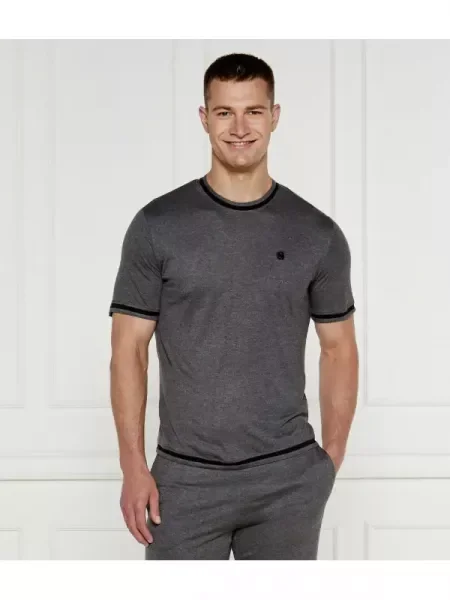 BOSS BLACK Top de pijama cu adaos de mătase negru