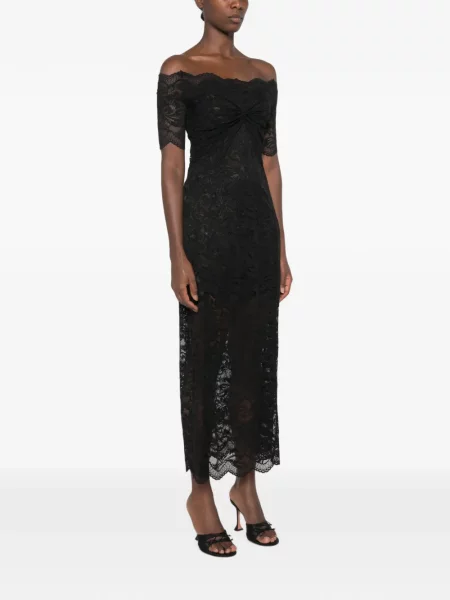 Rochie maxi Rabanne din dantelă cu umerii deschiși negru