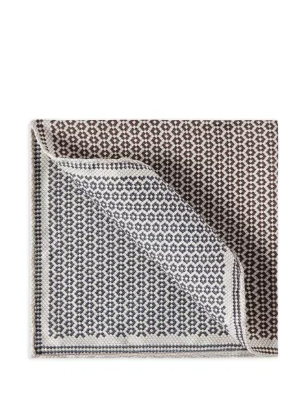 Cravată Brunello Cucinelli de mătase cu imprimeu geometric maro