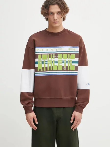 Dukserica Napapijri x Martine Rose smeđa s uzorkom ružičasta