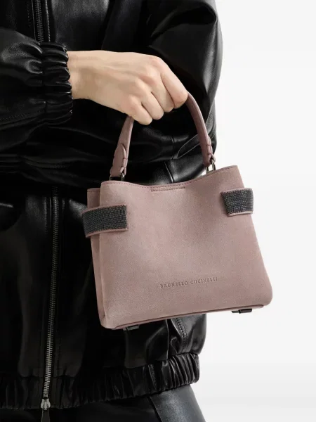 Top Brunello Cucinelli din piele de căprioară roz