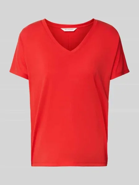 T-shirt z dekoltem w serek model ‘Fenya’ Msch Copenhagen czerwona