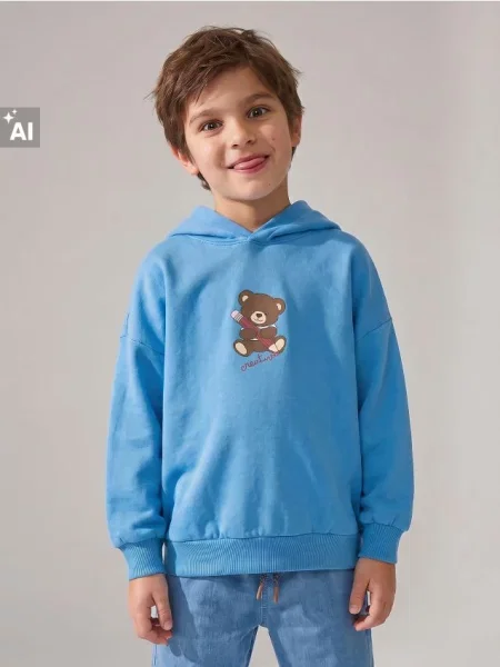Sinsay Mikina hoodie s potiskem medvídka Jiné