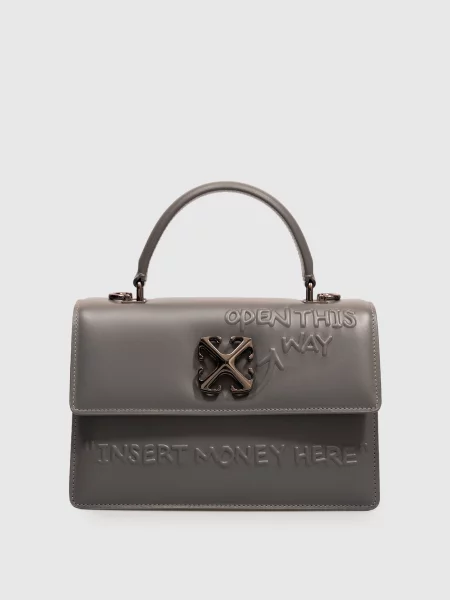 Кожаная сумка Off-white серая