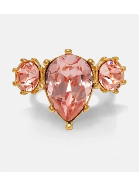 Inel Oscar De La Renta de cristal auriu