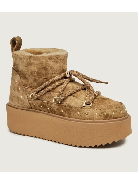 INUIKII Bocanci Croco Platform | piele întoarsă maro