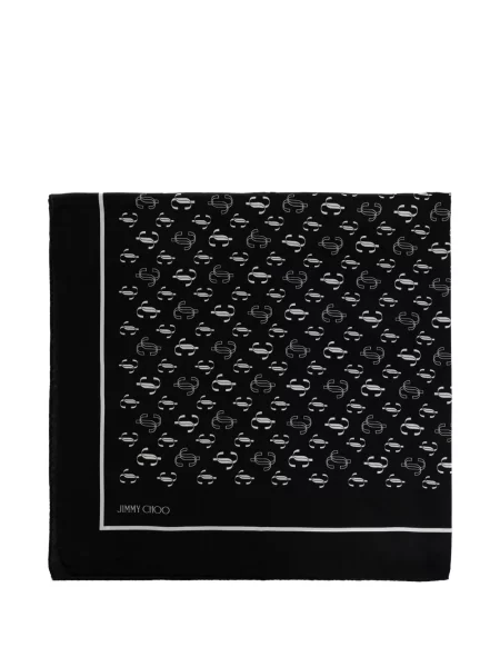 Fular Jimmy Choo de mătase cu autograf negru