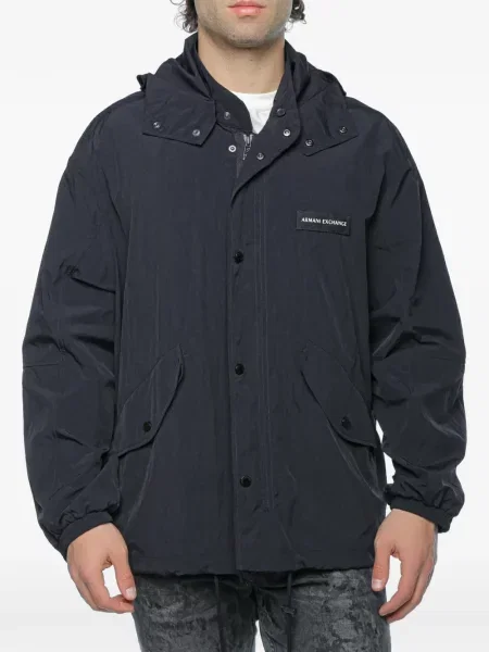 Geacă Armani Exchange cu glugă cu autograf negru