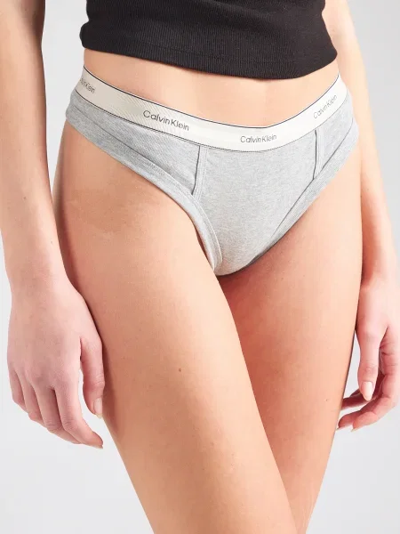 Calvin Klein Underwear Tanga gri / negru alb