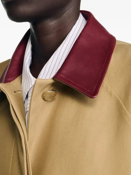 Palton Sandro din piele maro