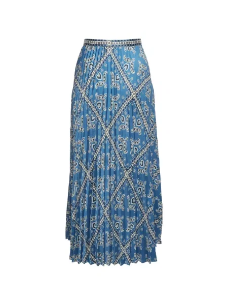 Fustă midi Sandro cu model paisley albastru