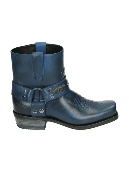 Botki Sendra skórzane niebieskie