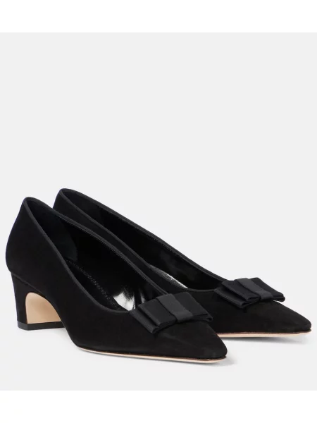 Salonarji Manolo Blahnik z lokom iz semiša črna