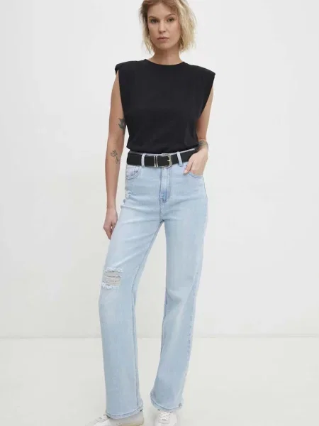 Дънки Answear Lab с висока талия синьо