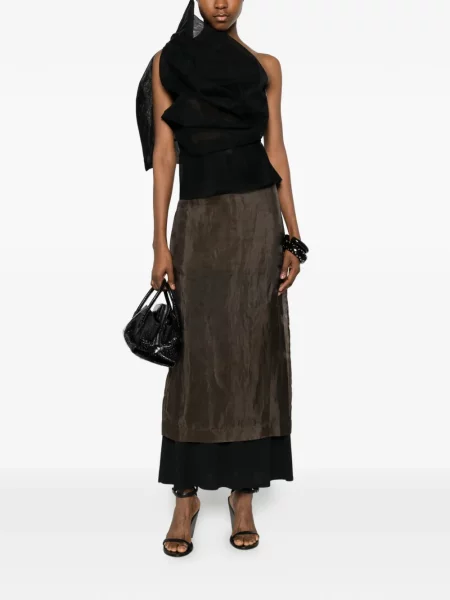 Top Rick Owens asimetric drapat negru
