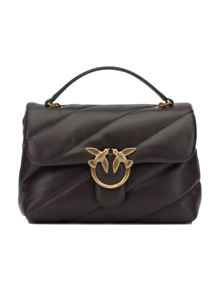 Torebka crossbody Pinko skórzana klasyczna brązowa