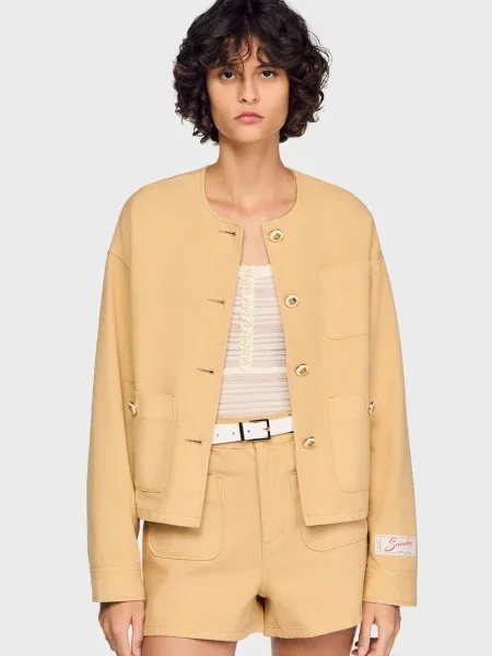 Джинсова куртка Sandro бежева
