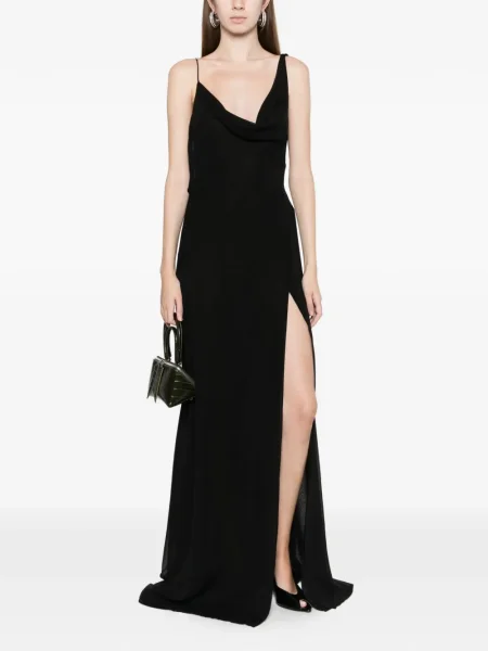 Rochie maxi Amiri cu crăpătură de costum negru