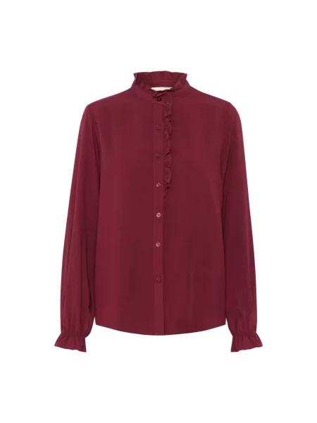 Koszula Cream z rękawami balonowymi elegancka czerwona