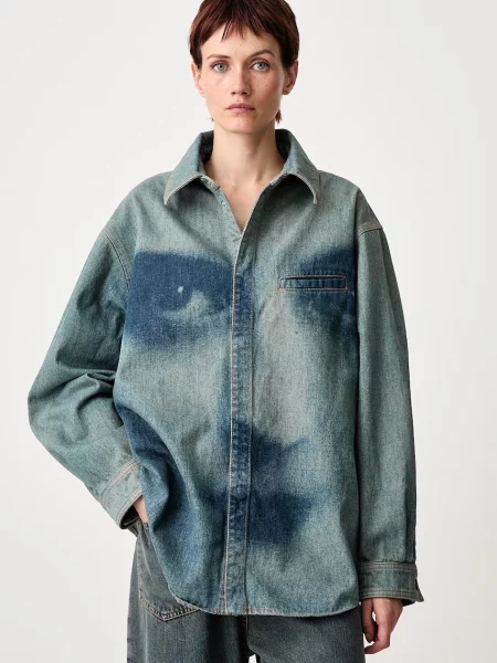 Jean Paul GAULTIER Face Print koszula jeansowa