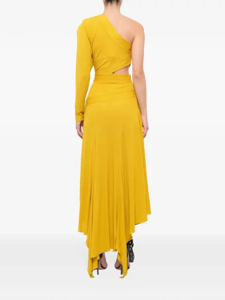 Rochie midi Givenchy cu un umăr gol galben