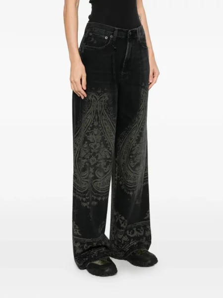 Дънки R13 с пейсли десен сиво