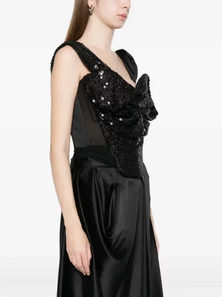 Top Vivienne Westwood cu paiete tip corset negru