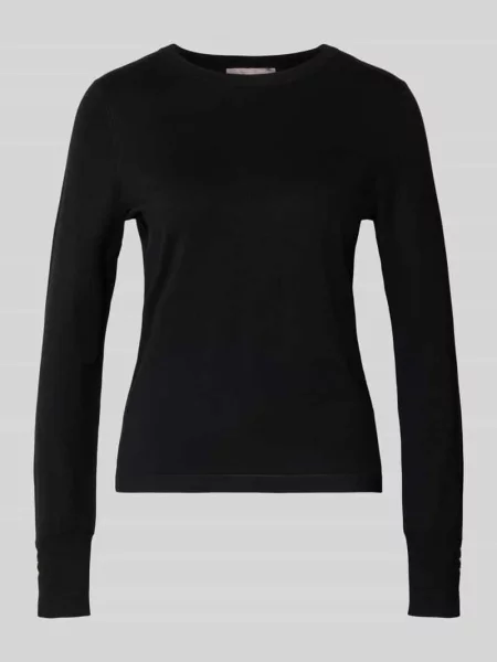 Sweter z dzianiny z okrągłym dekoltem Christian Berg Woman Selection czarny