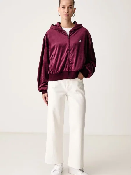 Adidas Originals кофта на застібці з капюшоном велюрова Essentials Velour