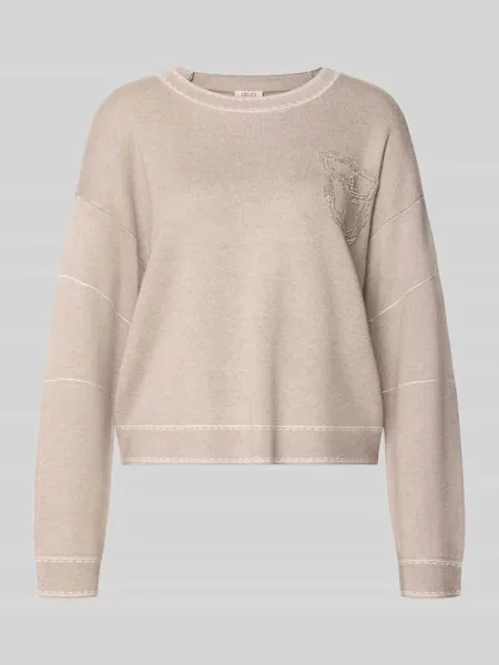 Sweter Liu Jo z kamieniami beżowy