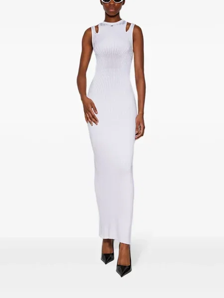 Rochie maxi Mugler tricotate de costum alb