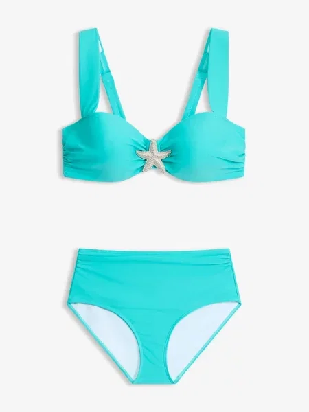 Bikini balkonetka z ozdobną rozgwiazdą 2 części niebieskie