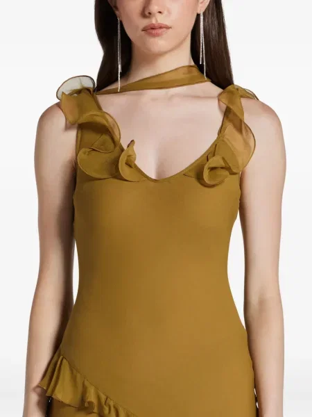 Rochie De La Vali cu volane de costum maro