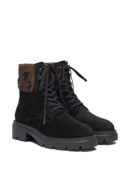 Botine Stuart Weitzman cu șireturi din dantelă negru