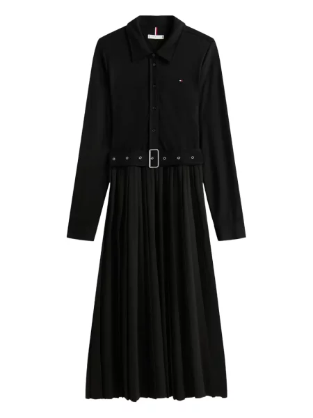 Rochie midi Tommy Hilfiger plisată până la genunchi de costum negru