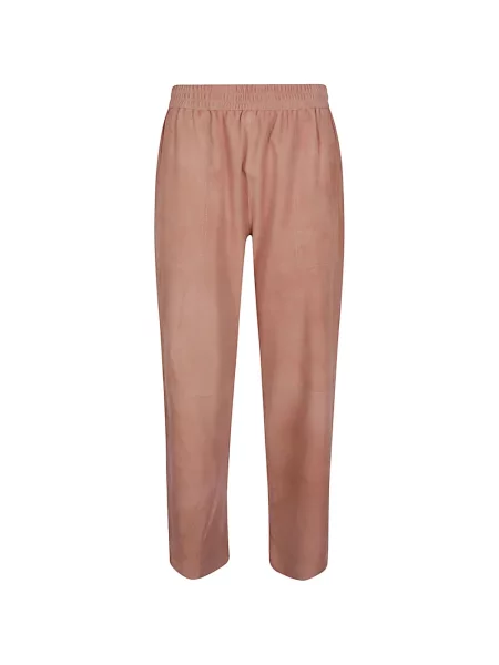 Pantaloni Via Masini 80 din piele de căprioară roz