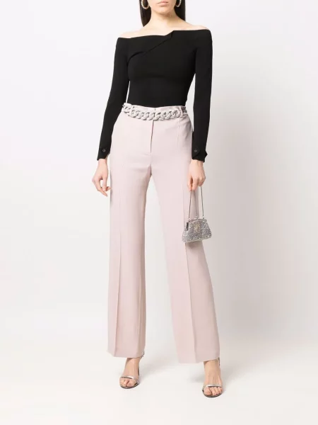 Pantaloni Alberta Ferretti din satin roz