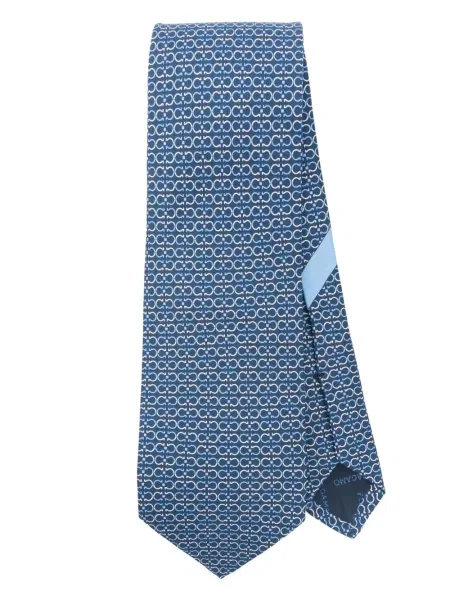 Cravată Ferragamo cu imagine albastru