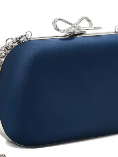 Σατέν clutch Self-portrait με φιόγκο μπλε