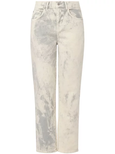 Jeansy Moschino Jeans o krotszym kroju białe