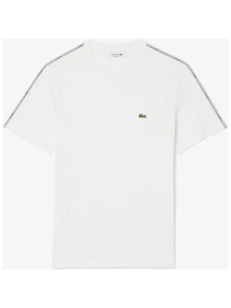 Koszulka Lacoste Branded Stripe Band krótki rękaw czysty S biały