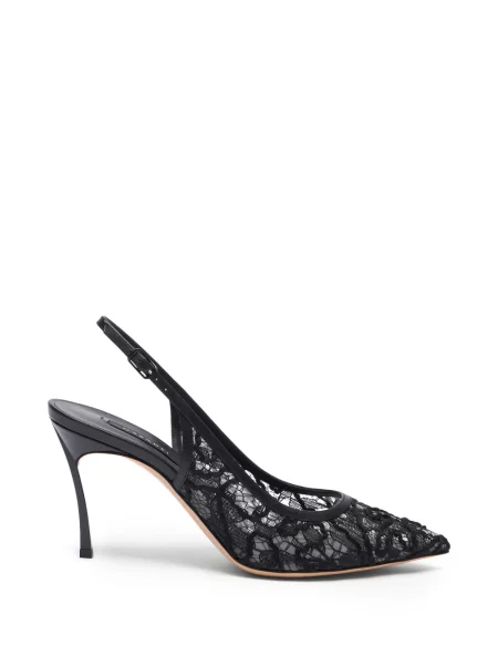 Pantofi cu toc Casadei din dantelă negru