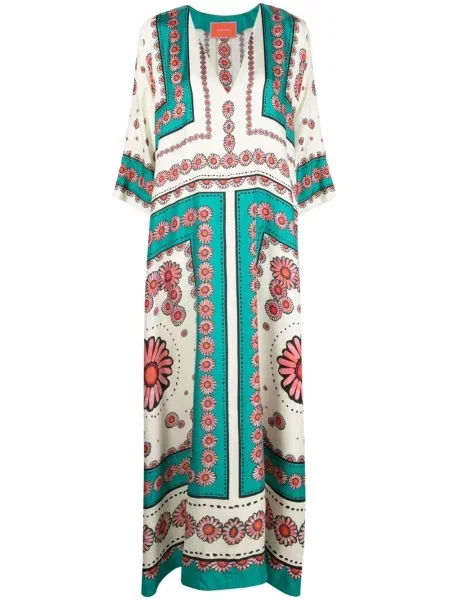 Rochie La Doublej cu model floral cu imagine de costum verde