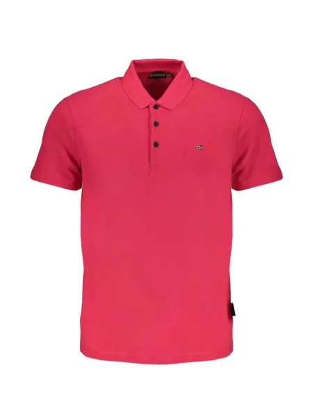 Scurt tricou polo Napapijri cu broderie roz