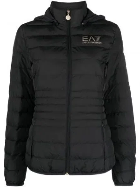 Geacă cu puf Ea7 Emporio Armani cu glugă negru